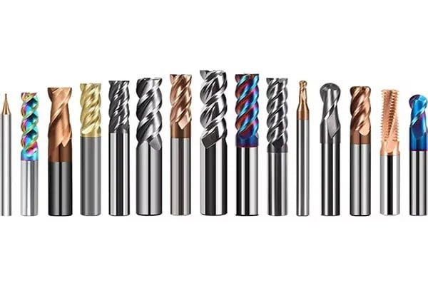 A collection of solid carbide end mills