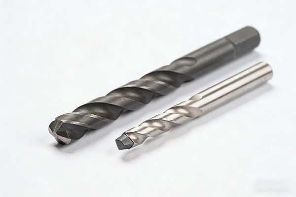 An indexable end mill next to a solid carbide end mill