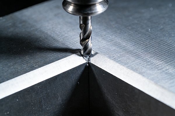 Close-up on a smooth wall finish achieved with a tapered end mill.