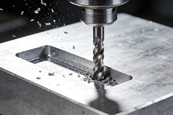 Illustration of tool deflection under cutting forces