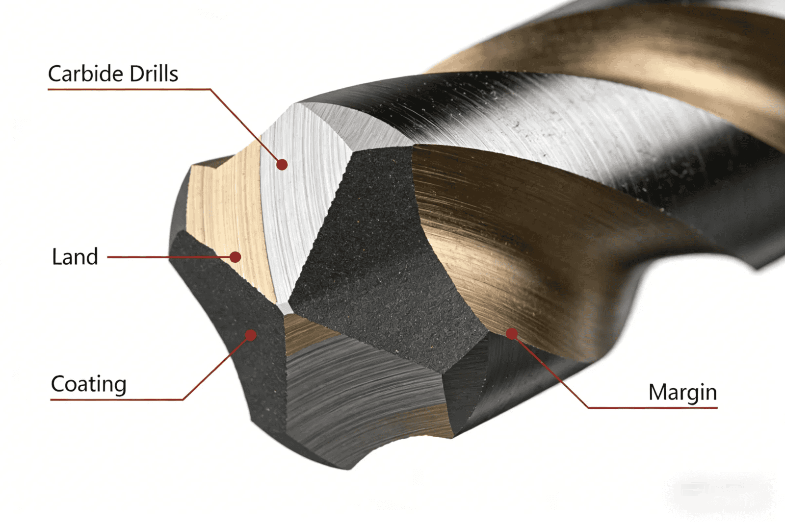 Drill bits with different coatings and flute geometries