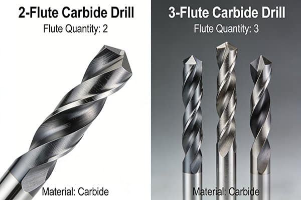 Comparing a 2-flute and 3-flute drill bit