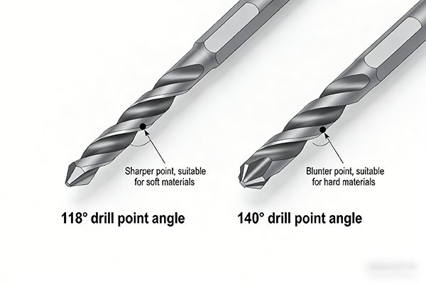 Comparison of a 118 degree and a 140 degree drill point angle