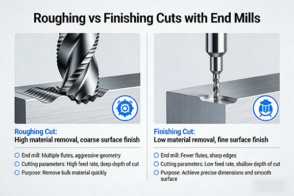 Roughing vs Finishing cuts with end mills