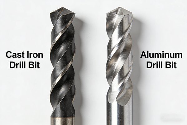 Side-by-side comparison of a cast iron drill and an aluminum drill