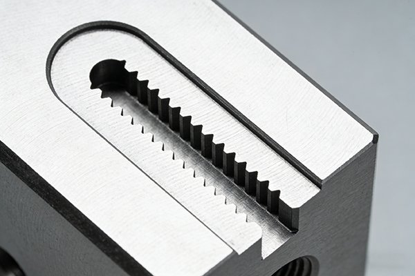 A precise keyway slot in a metal part