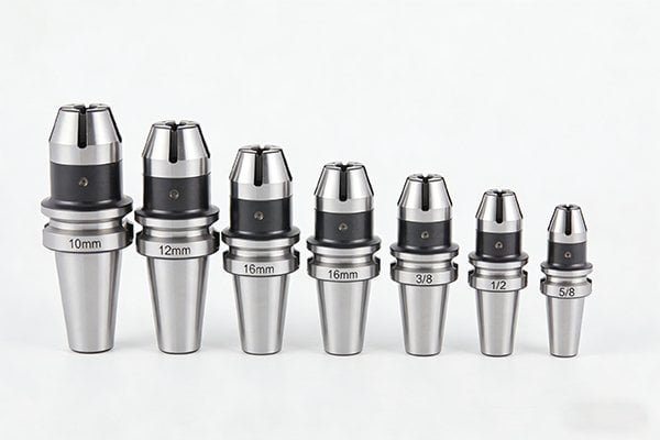A set of ER collets in both metric and inch sizes